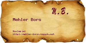Mehler Bors névjegykártya
